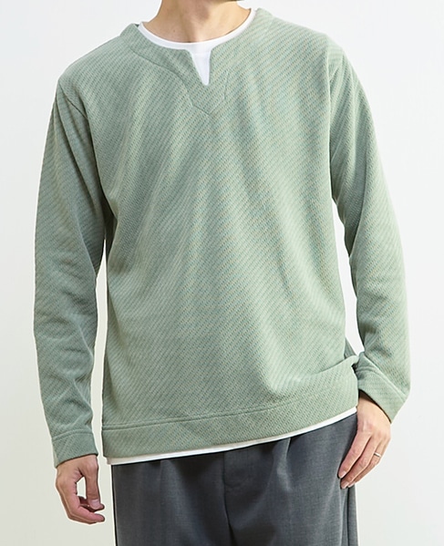 シェニールリンクス キーネックTシャツ 詳細画像 グリーン 1