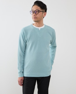 リンクスストライプカノコ キーネックTシャツ