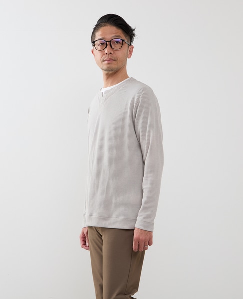 リンクスストライプカノコ キーネックTシャツ 詳細画像 ライトグレー 15