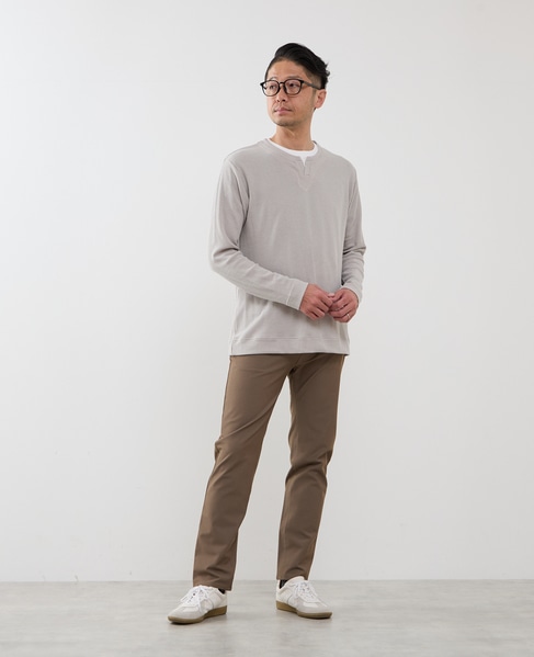 リンクスストライプカノコ キーネックTシャツ 詳細画像 ライトグレー 16