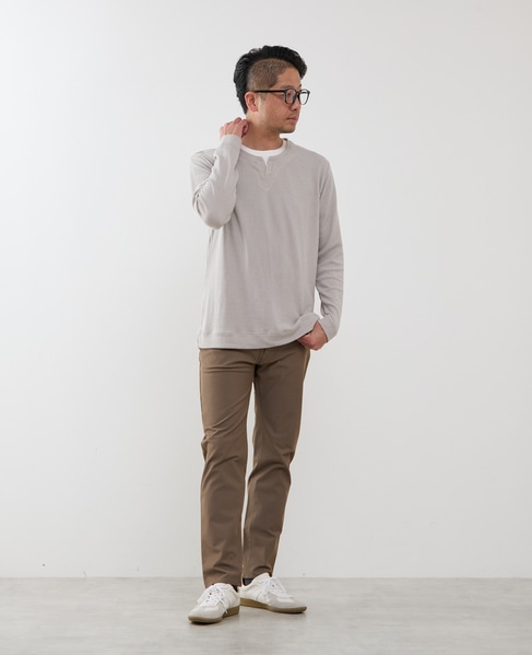 リンクスストライプカノコ キーネックTシャツ 詳細画像 ライトグレー 17