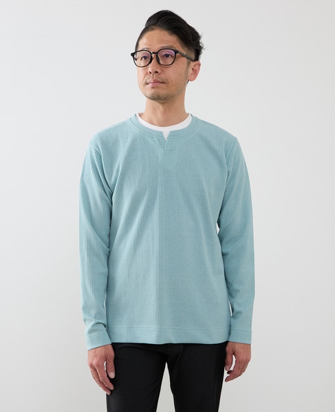 リンクスストライプカノコ キーネックTシャツ 詳細画像 ライトグレー 18