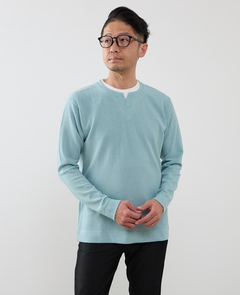 リンクスストライプカノコ キーネックTシャツ 詳細画像 ライトグレー 19