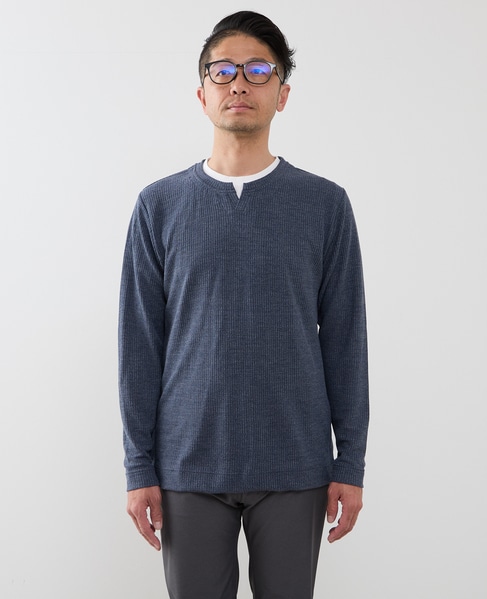 リンクスストライプカノコ キーネックTシャツ 詳細画像 ライトグレー 2