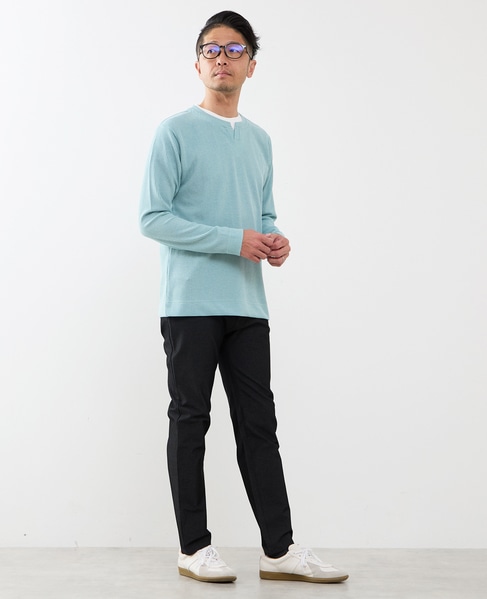 リンクスストライプカノコ キーネックTシャツ 詳細画像 ライトグレー 21