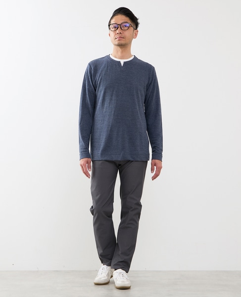 リンクスストライプカノコ キーネックTシャツ 詳細画像 ライトグレー 24