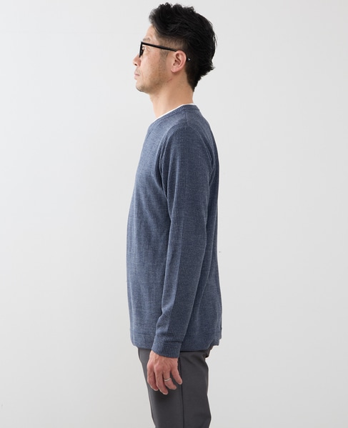 リンクスストライプカノコ キーネックTシャツ 詳細画像 ライトグレー 3