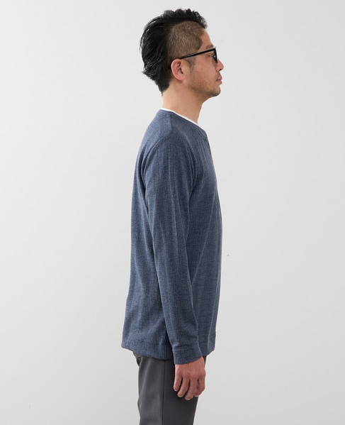 リンクスストライプカノコ キーネックTシャツ 詳細画像 ライトグレー 5