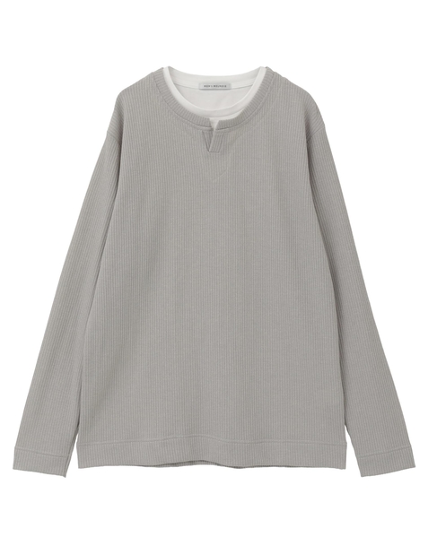 リンクスストライプカノコ キーネックTシャツ 詳細画像 ライトグレー 8