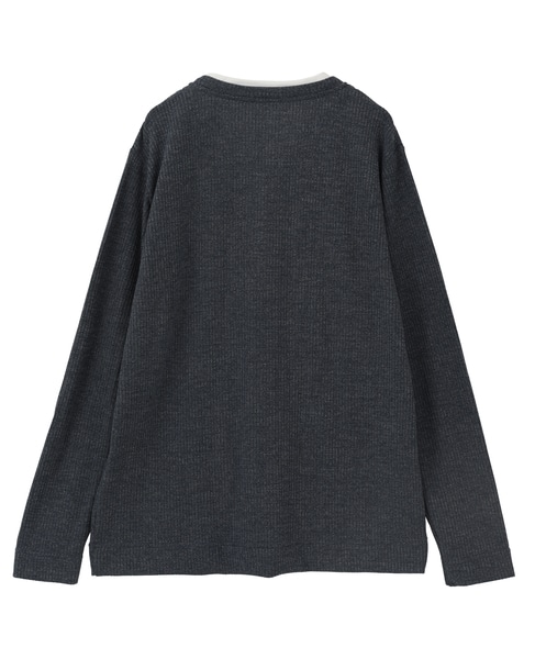 リンクスストライプカノコ キーネックTシャツ 詳細画像 ネイビー 2