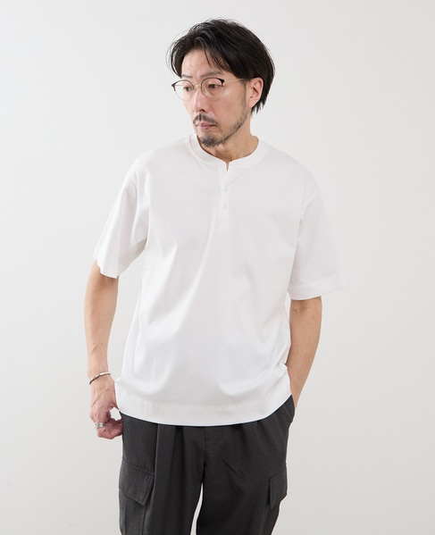 マーセライズドスムース ヘンリーネックTシャツ 詳細画像 ホワイト 10