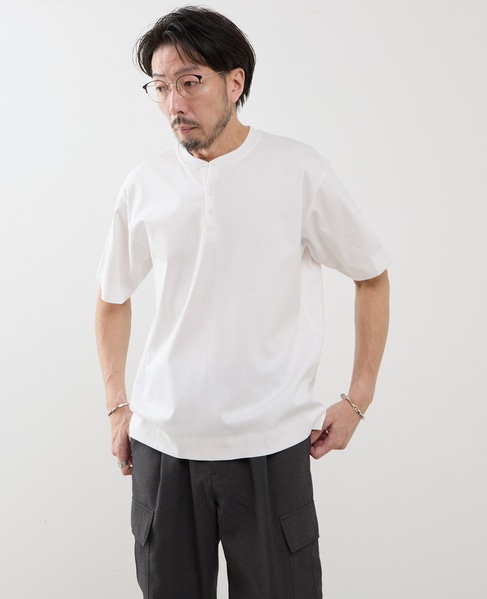 マーセライズドスムース ヘンリーネックTシャツ 詳細画像 ホワイト 11