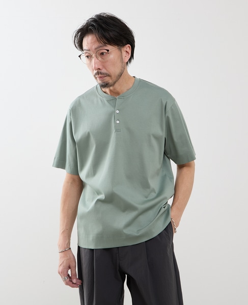 マーセライズドスムース ヘンリーネックTシャツ 詳細画像 ホワイト 14