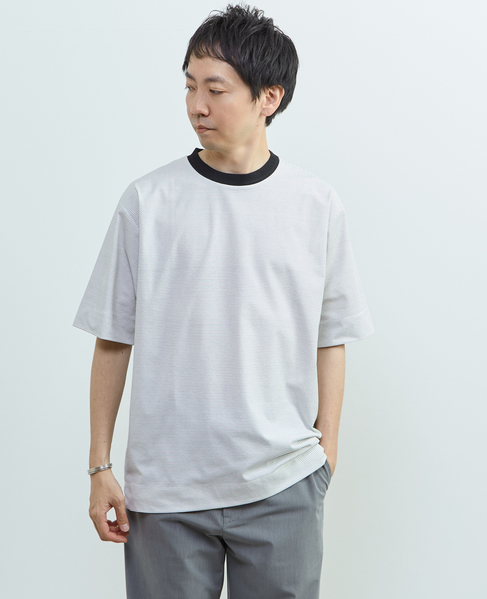 マイクロボーダークルーネックTシャツ 詳細画像 ホワイト 1