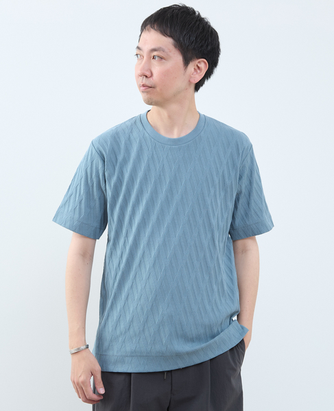 バイアスリンククルーネックTシャツ 詳細画像 ブルーグレー 1