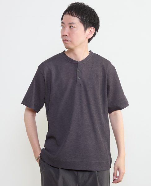 リランチェワッフルヘンリーネックTシャツ 詳細画像 チャコールグレー 1