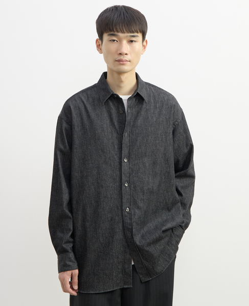 【1978 MEN'S MELROSE】ブラックデニム レギュラーカラーシャツ 詳細画像 ブラック 10