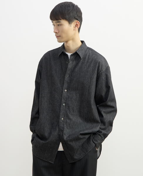 【1978 MEN'S MELROSE】ブラックデニム レギュラーカラーシャツ 詳細画像 ブラック 11