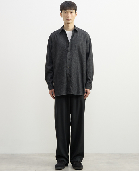 【1978 MEN'S MELROSE】ブラックデニム レギュラーカラーシャツ 詳細画像 ブラック 12