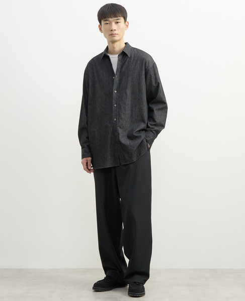 【1978 MEN'S MELROSE】ブラックデニム レギュラーカラーシャツ 詳細画像 ブラック 14