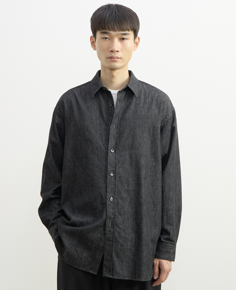 【1978 MEN'S MELROSE】ブラックデニム レギュラーカラーシャツ 詳細画像 ブラック 9