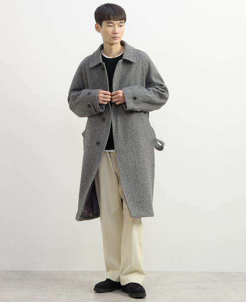 【1978 MEN'S MELROSE】シルクネップツィードステンカラーコート 詳細画像 グレー 5