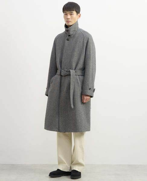【1978 MEN'S MELROSE】シルクネップツィードステンカラーコート 詳細画像 グレー 8