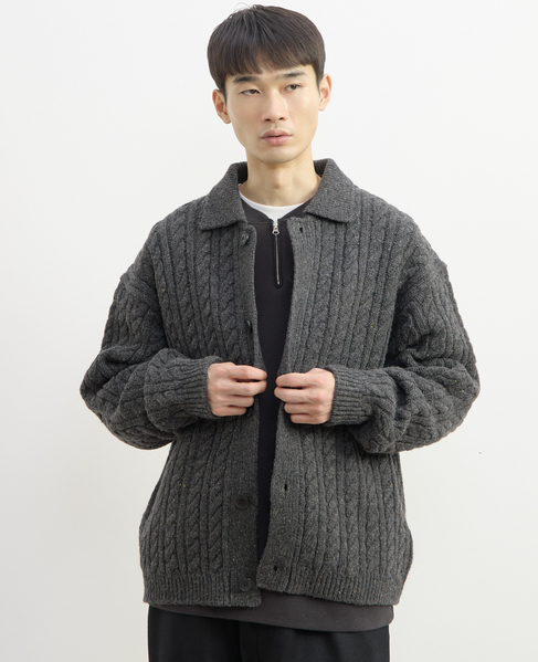 【1978 MEN'S MELROSE】ポロカラーカーディガン 詳細画像 チャコールグレー 11