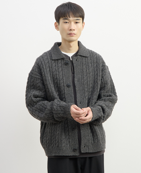 【1978 MEN'S MELROSE】ポロカラーカーディガン 詳細画像 チャコールグレー 12