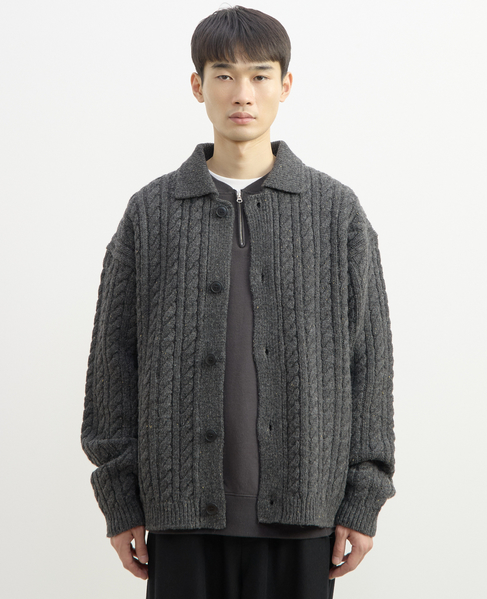 【1978 MEN'S MELROSE】ポロカラーカーディガン 詳細画像 チャコールグレー 5