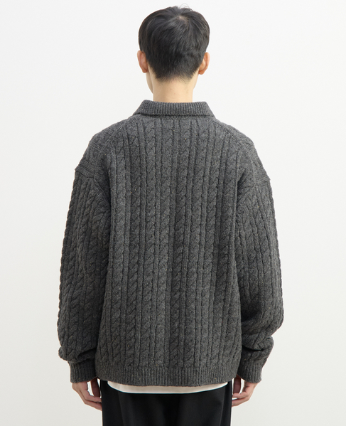 【1978 MEN'S MELROSE】ポロカラーカーディガン 詳細画像 チャコールグレー 7