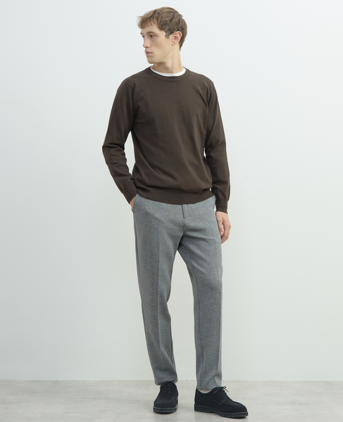 PBTスムースハイゲージプレーティングクルーネックニット | ウォッシャブル 詳細画像 ブラウン 6