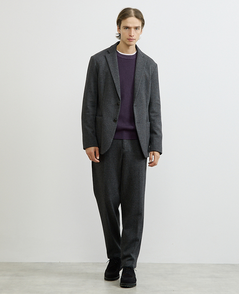 ウーレンウーステッドバイアス柄クルーネックニット | ウォッシャブル 詳細画像 パープル 7