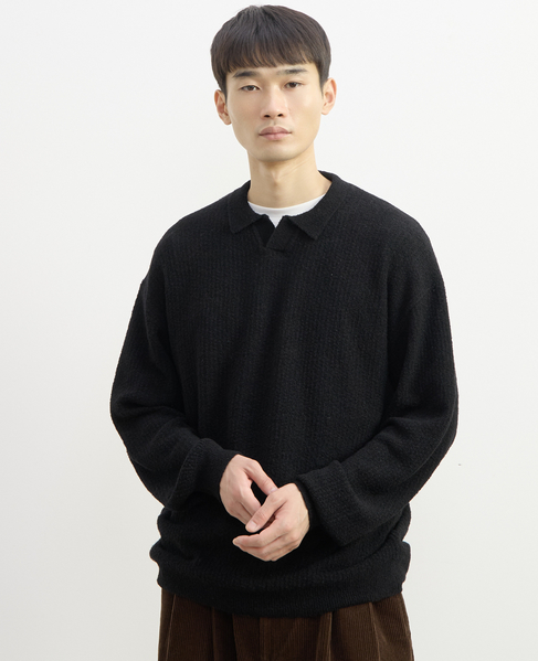 【1978 MEN'S MELROSE】スキッパーポロシャツ 詳細画像 ブラック 10