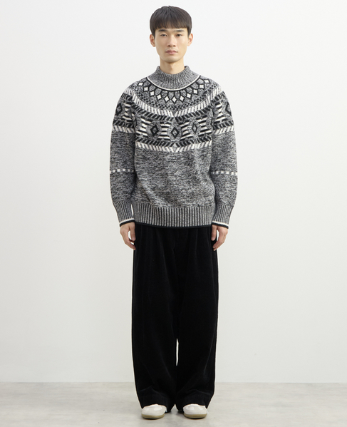 【1978 MEN'S MELROSE】球芯クロス柄ニット 詳細画像 グレー 12