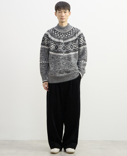 【1978 MEN'S MELROSE】球芯クロス柄ニット 詳細画像 グレー 13