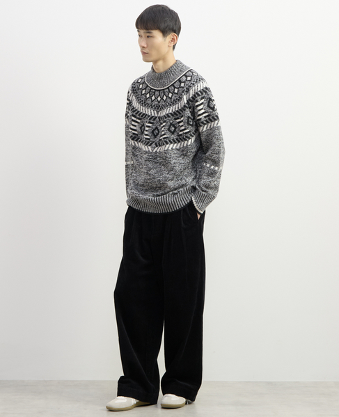 【1978 MEN'S MELROSE】球芯クロス柄ニット 詳細画像 グレー 14