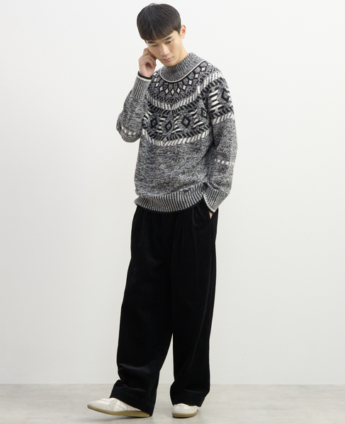【1978 MEN'S MELROSE】球芯クロス柄ニット 詳細画像 グレー 15