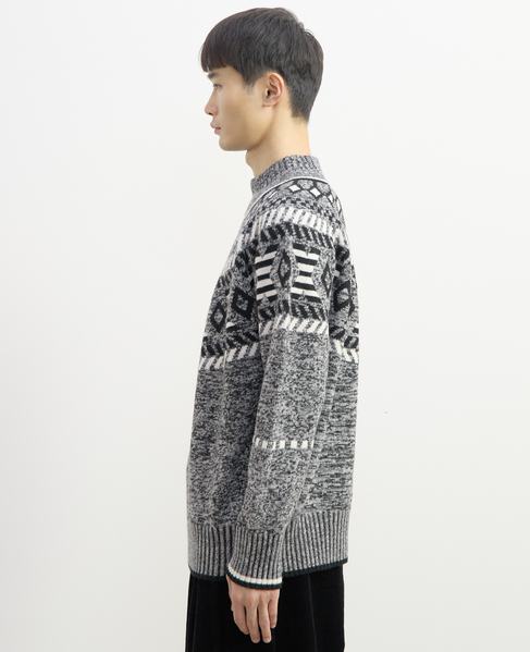 【1978 MEN'S MELROSE】球芯クロス柄ニット 詳細画像 グレー 6