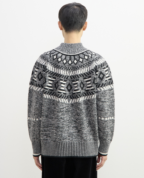 【1978 MEN'S MELROSE】球芯クロス柄ニット 詳細画像 グレー 7
