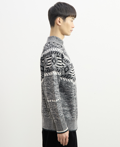 【1978 MEN'S MELROSE】球芯クロス柄ニット 詳細画像 グレー 8