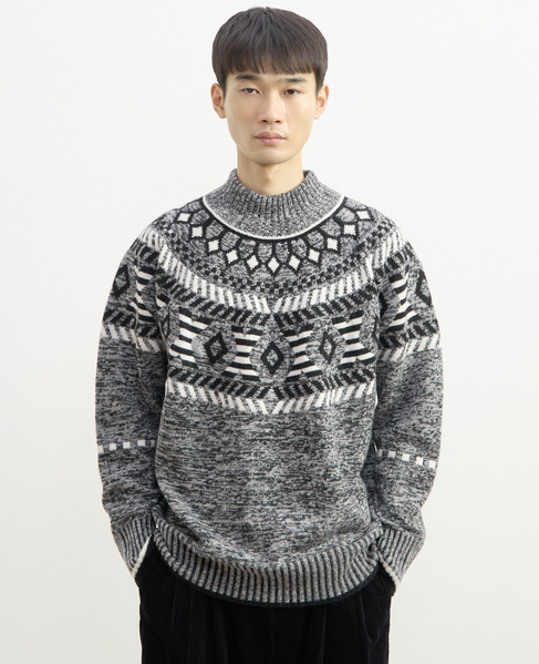 【1978 MEN'S MELROSE】球芯クロス柄ニット 詳細画像 グレー 9
