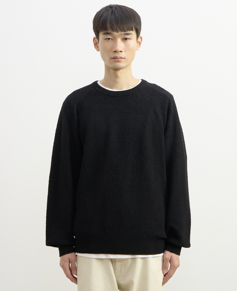 【1978 MEN'S MELROSE】ループヤーンサドルショルダーニット 詳細画像 ブラック 5