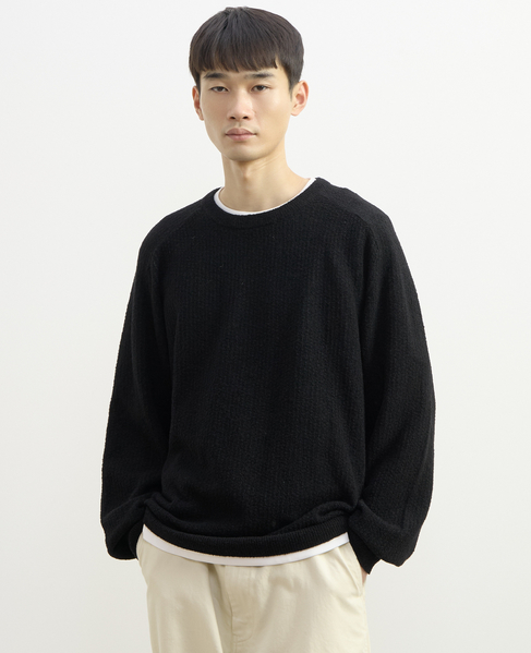 【1978 MEN'S MELROSE】ループヤーンサドルショルダーニット 詳細画像 ブラック 7
