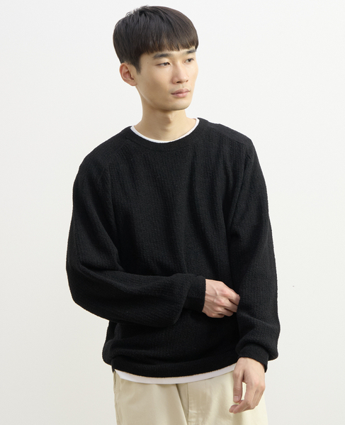 【1978 MEN'S MELROSE】ループヤーンサドルショルダーニット 詳細画像 ブラック 8