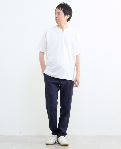 冷感プレーティング天竺キーネックTシャツ 詳細画像 ホワイト 14