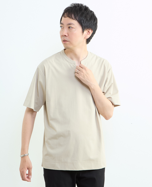 冷感プレーティング天竺キーネックTシャツ 詳細画像 ホワイト 16