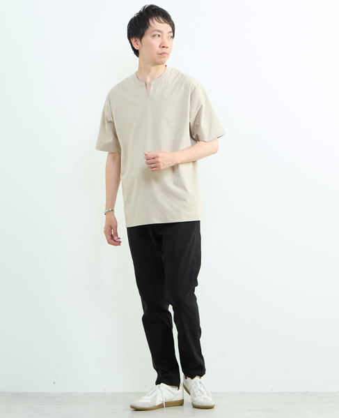 冷感プレーティング天竺キーネックTシャツ 詳細画像 ホワイト 19