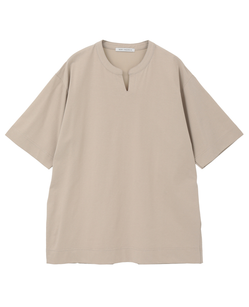 冷感プレーティング天竺キーネックTシャツ 詳細画像 グレージュ 2