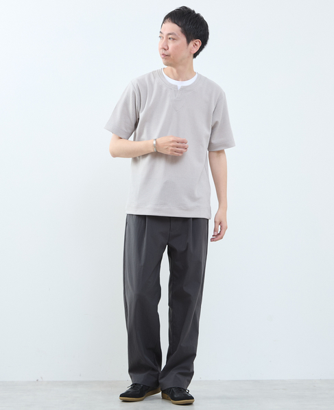 リンクスストライプ フェイクレイヤードキーネックTシャツ 詳細画像 ライトグレー 13